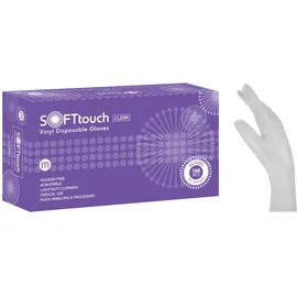 Soft Touch Εξεταστικά Γάντια Βινυλίου,Λευκό Χωρίς Πούδρα Medium, 100 Τεμ