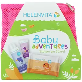 HELENVITA Promo Baby Adventures Baby All Over Cleanser Απαλό Σαμπουάν &amp; Αφρόλουτρο με Άρωμα Talc 100ml + Baby Nappy Rash Cream Κρέμα για την Αλλαγή της Πάνας 20ml + Baby Wipes Μωρομάντηλ