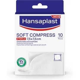 Hansaplast MED Αποστειρωμένες Απαλές Γάζες 7,5x7,5cm 10 Τεμάχια