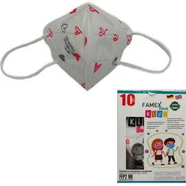 Παιδική Μάσκα Famex FFP2 Υψηλής Προστασίας Pink Hearts 50 Τεμάχια