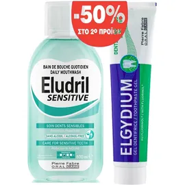 Elgydium PROMO Eludril Sensitive Στοματικό Διάλυμα για Ευαίσθητα Δόντια 500ml - Sensitive Οδοντόκρεμα Gel για Ευαίσθητα Δόντια 75ml [-50% στο 2o Προϊoν]