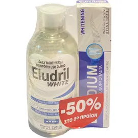 Elgydium PROMO Eludril White Στοματικό Διάλυμα για Λευκά Δόντια 500ml - Whitening Οδοντόκρεμα για Υγιή και Λαμπερά Δόντια 75ml [-50% στο 2o Προϊoν]