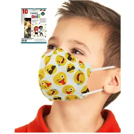 Παιδική Μάσκα FFP2 Υψηλής Προστασίας Λευκή με σχέδια Emoji 10 τμχ