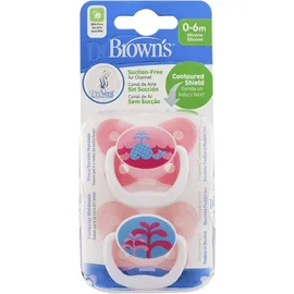 DR. BROWNS Prevent Contoured Πιπίλα Σιλικόνης Χρώμα Ροζ για μωρά 0-6 μηνών (συσκευασία 2 τεμαχίων) code PV12302