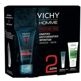 Vichy Promo Homme Structure Force Αντιγηραντική Κρέμα 50ml &amp; Δώρο Mineral 89 10ml &amp; Dercos Shampoo 50ml