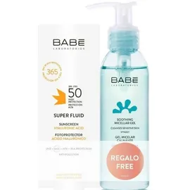 Babe Super Fluid Sunscreen SPF50 Αντηλιακό Προσώπου με Υαλουρονικό Οξύ 50 ml + Δώρο Micellar Gel Μικυλλιακό Τζελ Καθαρισμού 90 ml