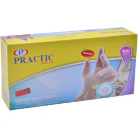 Practic Super Plus Γάντια Βινυλίου Διαφανή Ελαστικά 100 Τεμάχια