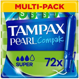 Tampax Compak Pearl Super Ταμπόν Mε Απλικατέρ Για Αυξημένη Ροή 72 τεμάχια