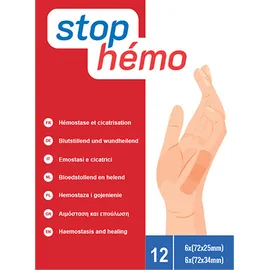 Stop Hemo Αιμοστατικά Αποστειρωμένα Αυτοκόλλητα Επιθέματα 12 Τεμάχια σε Δύο Διαφορετικά Μεγέθη