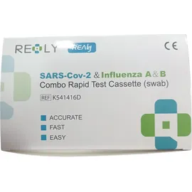 Realy Τεστ Ανίχνευσης COVID-19 και Γρίπης Α &amp; Β με Ρινοφαρυγγικό Δείγμα SARS-Cov-2＆Influenza A＆B Combo Rapid Test Cassette (Swab) 25 Τεμάχια