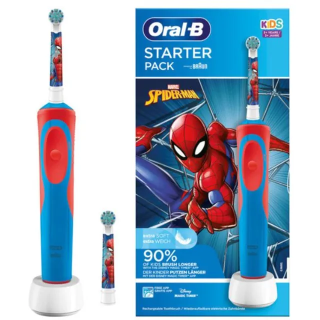 Oral-B Starter Pack Kids Spider-Man Extra Soft Παιδική Ηλεκτρική  Οδοντόβουρτσα για Ηλικία 3+ - Fedra