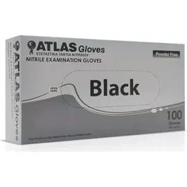 Atlas Γάντια Νιτριλίου Μαύρα Χωρίς Πούδρα Small 100τεμάχια