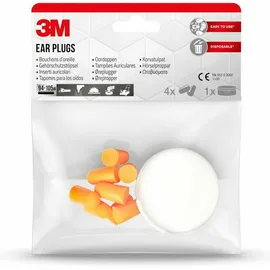 3M Ear Plugs Ωτοασπίδες Πορτοκαλί 94-105 db με Διάφανη Θήκη Αποθήκευσης 4 Ζευγάρια