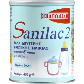 Sanilac 2 Γάλα σε Σκόνη για Βρέφη από τον 6ο Μήνα, 400gr
