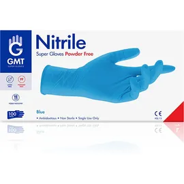 GMΤ Προστατευτκά Γάντια Νιτριλίου Μιας Χρήσης Nitrile Χωρίς Πούδρα Μπλε 1000τμχ