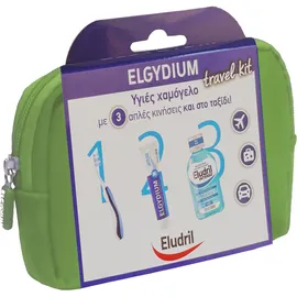 ELGYDIUM Travel Kit Sensitive Οδοντόβουρτσα pocket 1pc. Οδοντόκρεμα Antiplaque 50ml. Στοματικό διάλυμα Sensitive 15ml. Τσανάκι σε λαχανί χρώμα.