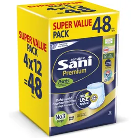 Ελαστικό εσώρουχο ακράτειας Sani Sensitive Premium Pants Large No3 Monthly Pack 48τμχ (4*12)
