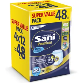 Ελαστικό εσώρουχο ακράτειας Sani Sensitive Premium Pants Extra Large No4 Monthly Pack 48τμχ (4*12)