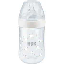 NUK Nature Sense Μπιμπερό Γυάλινο 0-36m με θηλή σιλικόνης Mεσαίας Οπής 240ml Χρώμα Γαλάζιο, 1τμχ