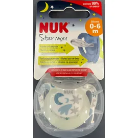 NUK Star Night Πιπίλα Σιλικόνης 0-6m Χρώμα Άσπρο, 1τμχ