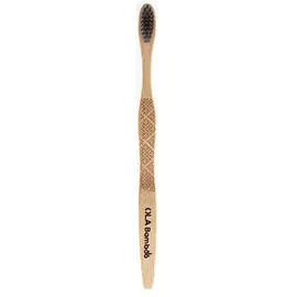 Ola Bamboo Adult Toothbrush Carbon Activated Bristles Οδοντόβουρτσα Με Εμποτισμένες Τρίχες Με Άνθρακα 1 τεμάχιο