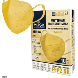 MUSK - Μάσκες Υψηλής Προστασίας FFP2 5-Layer CE 95% (Κιτρινες) 10τμχ
