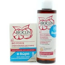 Bioclin PROMO Bio Force Συμπλήρωμα Διατροφής για τα Μαλλιά 60 Δισκία - ΔΩΡΟ Bio Force Shampoo Σαμπουάν Ενδυνάμωσης για Αδύναμα & Λεπτά Μαλλιά 200ml