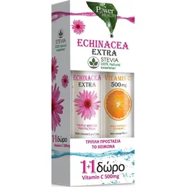 POWER HEALTH Echinacea Extra με Στέβια 20 αναβράζοντα δισκία &amp; Vitamin C 500mg 20 αναβράζοντα δισκία