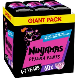 Πάνες Pampers Ninjamas Pyjama Night Pants Monthly Pack 60 τεμ. για Κορίτσια 4-7 ετών (17-30kg)