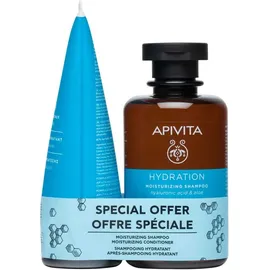 Apivita Holistic Hair Care Moisturizing Shampoo 250ml & Moisturizing Conditioner 150ml with Hyaluronic Acid & Aloe