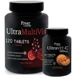 Power Health Promo Ultra MultiVit Πολυβιταμίνες 120 Tαμπλέτες & Ultra Vit-C Βιταμίνη C 500mg 20 Tαμπλέτες