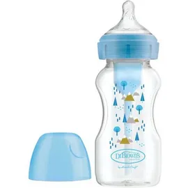 Dr. Brown`s Options Anti Colic Bottle Wide Neck Blue Πλαστικό Μπιμπερό Κατά των Κολικών με Θηλή Σιλικόνης Μπλε με Σχέδια 270ml [WB9102-INTLX]