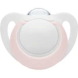 Nuk Star Ορθοδοντική Πιπίλα Σιλικόνης για 0-6m+ Ροζ με Κρίκο και Θήκη 1 Τεμάχιο [10.730.168]