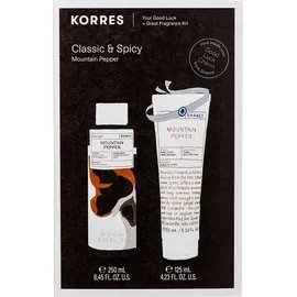 KORRES Classic & Spicy, Mountain Pepper Showergel - 250ml & Aftershave Balm - 125ml
