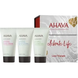 AHAVA Σετ Celebrate Life, Love Triangle, Mineral Hand Cream - 40ml, Mineral Body Lotion - 40ml & Mineral Shower Gel - 40ml