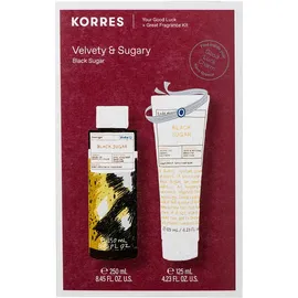 KORRES Σετ Velvety & Sugary,  Black Sugar Αφρόλουτρο - 250ml & Ενυδατικό Γαλάκτωμα Σώματος - 125ml