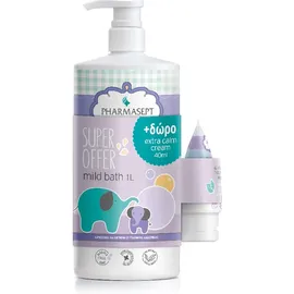 PHARMASEPT Σετ Baby Care Mild Bath, Παιδικό Αφρόλουτρο για Σώμα & Μαλλιά - 1lt & Δώρο Extra Calm Cream - 40ml