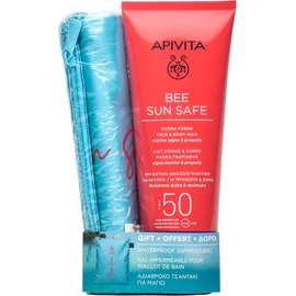 APIVITA Σετ Bee Sun Safe Hydra Fresh Face & Body Milk SPF50 - 200ml & Δώρο Αδιάβροχο Τσαντάκι για Μαγιό