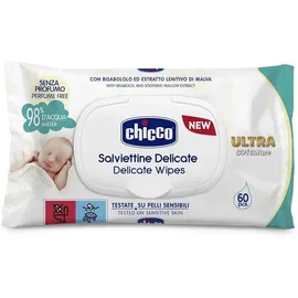 CHICCO Ultra Soft & Pure Delicate Wipes, Απαλά Μωρομάντηλα Καθαρισμού - 60τεμ