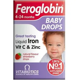 Vitabiotics Feroglobin Baby Drops 4-24 Months Liquid Iron Vit C & Zinc με γεύση Φράουλα 30ml