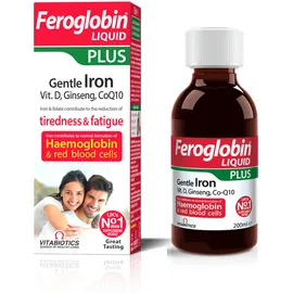 Vitabiotics Feroglobin Liquid Plus Gentle Iron, Vit D, Ginseng, CoQ10 200ml