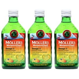 Moller's 3 (Τρία) Μουρουνέλαιο (Cod Liver Oil) Tutti Frutti Flavour 250ml