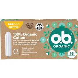 O.B. Organic Normal, Ταμπόν από 100% Οργανικό Βαμβάκι για Κανονική Ροή - 16τεμ