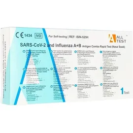 AllTest SARS-CoV-2 and Influenza A/B Antigen Combo Rapid Test Ανίχνευσης Αντιγόνων Covid-19 & Γρίπης A/B με Ρινοφαρυγγική Δειγματοληψία 1 Τεμάχιο