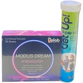 Uplab PROMO Modus Dream Melatonin Συμπλήρωμα Διατροφής για την Αϋπνία 30 Δισκία - Get Up Super Mag & B6 με Γεύση Πορτοκάλι 20 Αναβράζοντα Δισκία