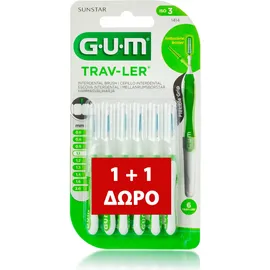 Gum 1414 Trav-ler Μεσοδόντια Βουρτσάκια 1.1mm Πράσινο 2x 6 Τεμάχια 1+1 ΔΩΡΟ