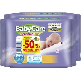 Μωρομάντηλα Babycare Sensitive Plus Mini Pack 2x20τεμ -50%