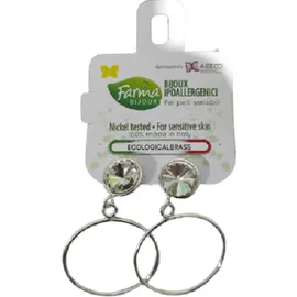 FARMA BIJOUX Silver Hoop Σκουλαρίκια Ασημί Κρίκος με Διάφανο Κρύσταλλο 30mm 1 ζευγάρι
