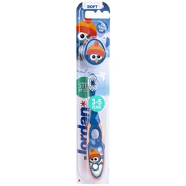 JORDAN Step by Step Toothbrush 3-5 years Soft, with Fun Travel Cap, Μπλε