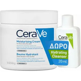 CeraVe Moisturising Cream Ενυδατική Κρέμα για Ξηρό - Πολύ Ξηρό Δέρμα 454gr + ΔΩΡΟ Hydrating Cleanser 20ml